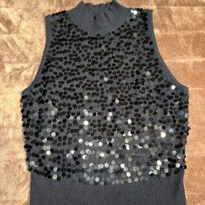 Elegant Black Sequin Tank Top